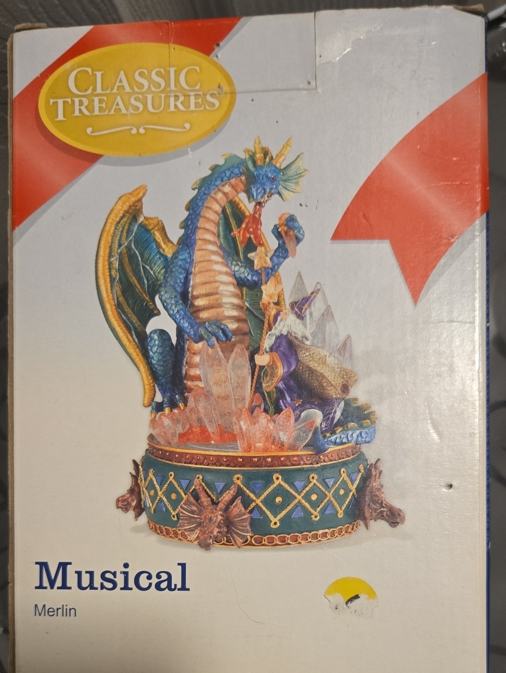 Merlin & Dragon Musical Figurine — Blue & Gold